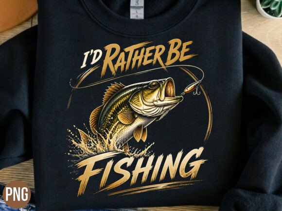 Download Rather Be Fishing Bass PNG Tshirt - Shirt Collection