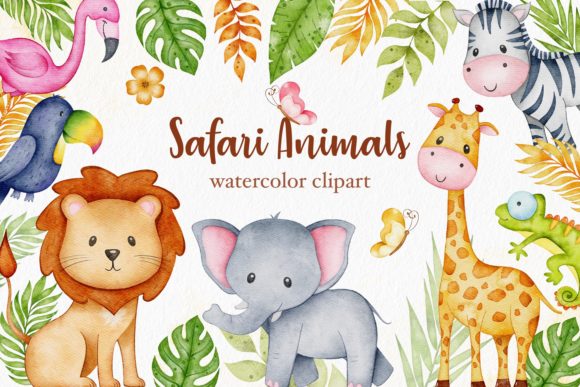 Download Watercolor Safari Baby Animals Clipart - Baby animals clipart Collection