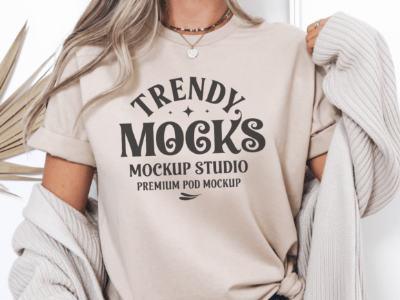 Download Gildan 64000 Sand T-shirt Mockup 3 - Shirt Collection
