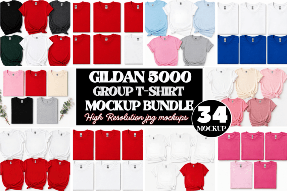 Download Gildan 5000 Group T-Shirt Mockup Bundle - Shirt Collection