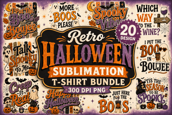 Download Retro Halloween PNG TShirt Design Bundle - Shirt Collection
