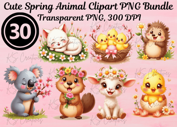 Download Cute Spring Animal Clipart PNG Bundle - Premium Resources