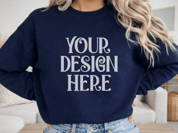 Download Gildan 18000 Navy Sweatshirt Mockup - Shirt Collection
